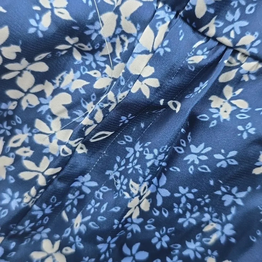TULAROSA NWT Tanya Satin Blue Floral Cut-Out Ruffle Dress with Tie‎ front Medium